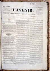 Prospecto anunciando a próxima publicação do Journal LAvenir, em 7 de setembro de 1830 (impresso)